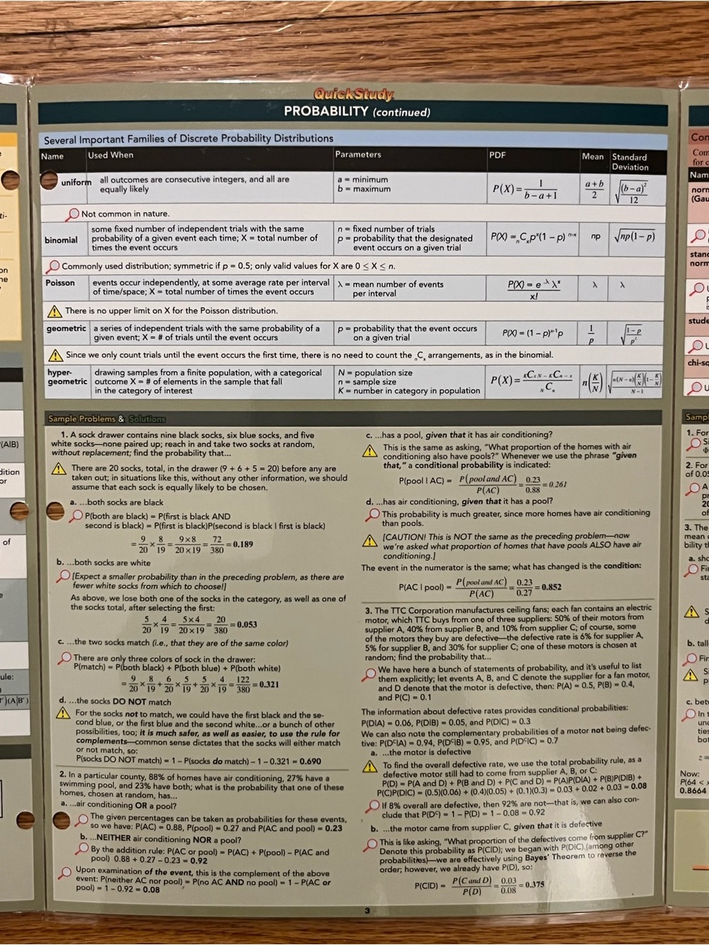 Statistics Quick Study Reference Guide - Picture 3 of 8